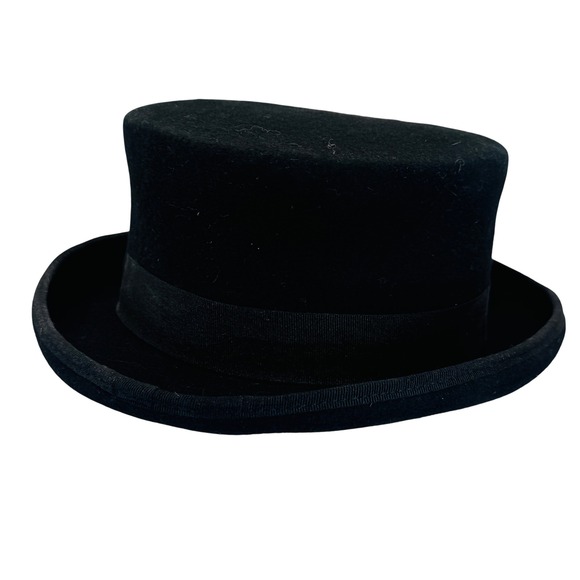 Vintage Equestrian Hunt Top Hat Wool Felt Riding Hat Rear Bow England Victorian - Picture 12 of 15